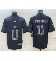 Men Dallas Cowboys 11 Micah Parsons Black Reflective Limited Stitched Football Jersey