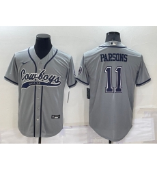 Men Dallas Cowboys 11 Micah Parsons Grey Cool Base Stitched Baseball Jersey