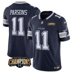 Men Dallas Cowboys 11 Micah Parsons Navy 2023 F U S E  NFC East Champions Patch Stitched Football Jersey