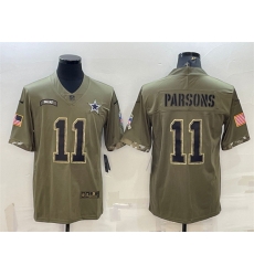 Men Dallas Cowboys 11 Micah Parsons Olive 2022 Salute To Service Limited Stitched Jersey