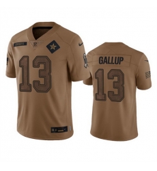 Men Dallas Cowboys 13 Michael Gallup 2023 Brown Salute To Service Limited Stitched Football Jersey