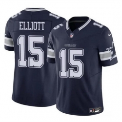 Men Dallas Cowboys 15 Ezekiel Elliott Navy 2023 F U S E Vapor Untouchable Limited Stitched Football Jersey