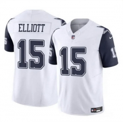 Men Dallas Cowboys 15 Ezekiel Elliott White 2023 F U S E Color Rush Limited Stitched Football Jersey
