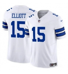 Men Dallas Cowboys 15 Ezekiel Elliott White 2023 F U S E Vapor Untouchable Limited Stitched Football Jersey