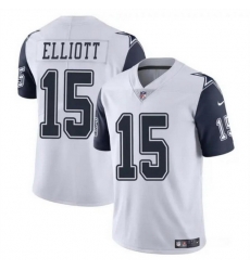 Men Dallas Cowboys 15 Ezekiel Elliott White Color Rush Limited Stitched Football Jersey