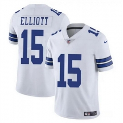 Men Dallas Cowboys 15 Ezekiel Elliott White Vapor Untouchable Limited Stitched Football Jersey