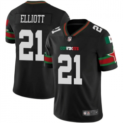 Men Dallas Cowboys 21 Ezekiel Elliott Black Mexico Vapor Limited Stitched Football Jersey