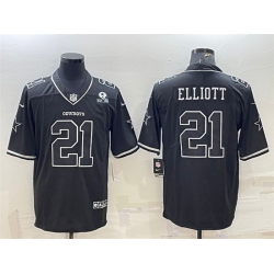 Men Dallas Cowboys 21 Ezekiel Elliott Black With 1960 Patch Limited Stitched Football Jersey