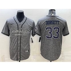 Men Dallas Cowboys 33 Tony Dorsett Grey With Patch Cool Base Stitched Baseball JerseyS