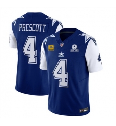 Men Dallas Cowboys 4 Dak Prescott 2023 F U S E  Navy With Established In 1960 Patch And 4 Star C Patch Stitched Football Jersey
