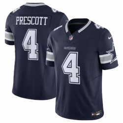 Men Dallas Cowboys 4 Dak Prescott Navy 2023 F U S E  Vapor Limited Stitched Football Jersey