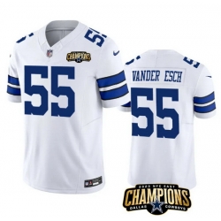 Men Dallas Cowboys 55 Leighton Vander Esch White 2023 F U S E  NFC East Champions Patch Stitched Football Jersey