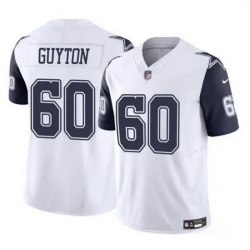 Men Dallas Cowboys 60 Tyler Guyton White 2024 Draft F U S E Color Rush Limited Stitched Football Jersey