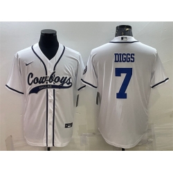 Men Dallas Cowboys 7 Trevon Diggs White Cool Base Stitched Baseball Jersey