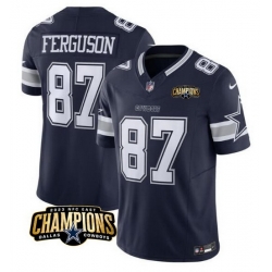 Men Dallas Cowboys 87 Jake Ferguson Navy 2023 F U S E  NFC East Champions Patch Stitched Football Jersey