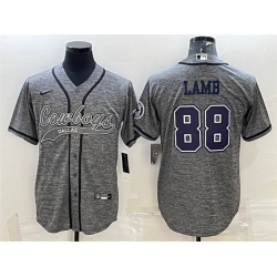 Men Dallas Cowboys 88 CeeDee Lamb Grey With Patch Cool Base Stitched Baseball JerseyS