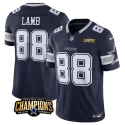Men Dallas Cowboys 88 CeeDee Lamb Navy 2023 F U S E  NFC East Champions Patch Stitched Football Jersey