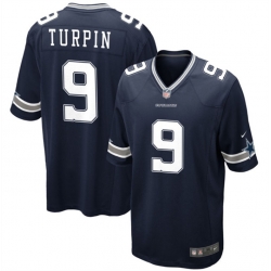 Men Dallas Cowboys 9 KaVontae Turpin Navy Stitched Football Game Jersey