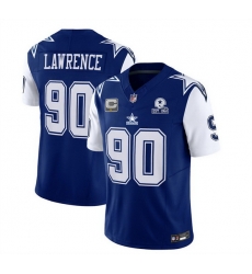 Men Dallas Cowboys 90 DeMarcus Lawrence Navy 2023 F U S E  With 1960 Patch Vapor Limited Stitched Football Jersey