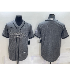 Men Dallas Cowboys Blank Grey With Patch Cool Base Stitched Baseball Jersey