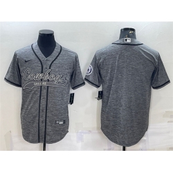 Men Dallas Cowboys Blank Grey With Patch Cool Base Stitched Baseball Jersey