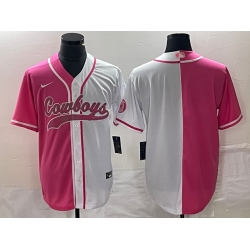 Men Dallas Cowboys Blank Pink White Split Cool Base Stitched Baseball Jersey