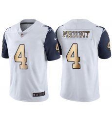 Men Nike Cowboys #4 Dak Prescott White Stitched NFL Limited Gold Rush Jersey
