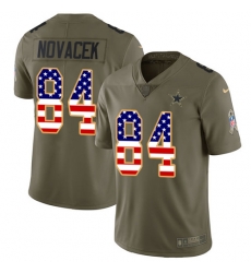 Men Nike Cowboys #84 Jay Novacek Limited Olive USA Flag 2017 Salute to Service NFL Jersey