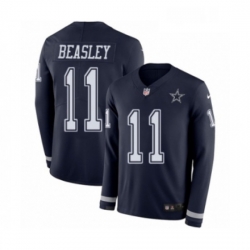 Mens Nike Dallas Cowboys 11 Cole Beasley Limited Navy Blue Therma Long Sleeve NFL Jersey