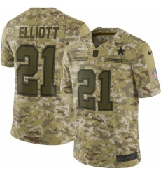 Mens Nike Dallas Cowboys 21 Ezekiel Elliott Limited Camo 2018 Salute to Service NFL Jersey