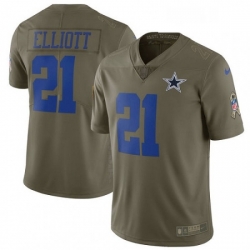 Mens Nike Dallas Cowboys 21 Ezekiel Elliott Limited Olive 2017 Salute to Service NFL Jersey