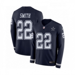 Mens Nike Dallas Cowboys 22 Emmitt Smith Limited Navy Blue Therma Long Sleeve NFL Jersey