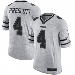 Mens Nike Dallas Cowboys 4 Dak Prescott Limited Gray Gridiron II NFL Jersey