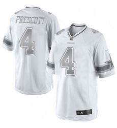 Mens Nike Dallas Cowboys 4 Dak Prescott Limited White Platinum NFL Jersey