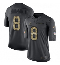 Mens Nike Dallas Cowboys 8 Troy Aikman Limited Black 2016 Salute to Service NFL Jersey