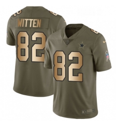 Mens Nike Dallas Cowboys 82 Jason Witten Limited OliveGold 2017 Salute to Service NFL Jersey