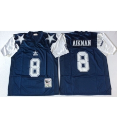 Mitchell Ness cowboys #8 Troy Aikman Throwback Stitched NFL Jerseys