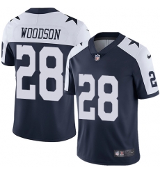 Nike Cowboys #28 Darren Woodson Navy Blue Thanksgiving Mens Stitched NFL Vapor Untouchable Limited Throwback Jersey