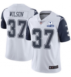 Nike Cowboys 37 Donovan Wilson White Men Stitched With Established In 1960 Patch NFL Limited Rush Jersey