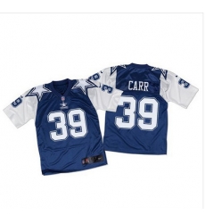 Nike Cowboys #39 Brandon Carr Navy BlueWhite Throwback Mens Stitched NFL Elite Jersey