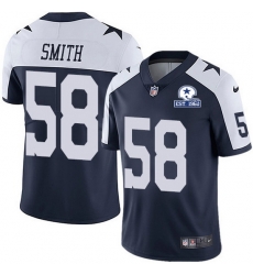 Nike Cowboys 58 Aldon Smith Navy Blue Thanksgiving Men Stitched With Established In 1960 Patch NFL Vapor Untouchable Limited Throwback Jersey