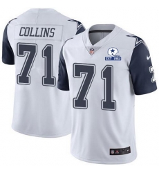 Nike Cowboys 71 La 27el Collins White Men Stitched With Established In 1960 Patch NFL Limited Rush Jersey