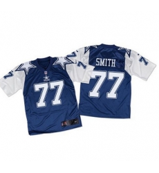 Nike Cowboys #77 Tyron Smith Navy BlueWhite Throwback Mens Stitched NFL Elite Jersey