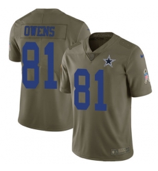 Nike Cowboys #81 Terrell Owens Olive Mens Stitched NFL Limited 2017 Salute To Service Jersey