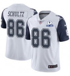 Nike Cowboys 86 Dalton Schultz White Men Stitched With Established In 1960 Patch NFL Limited Rush Jersey
