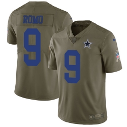 Nike Cowboys #9 Tony Romo Olive Mens Stitched NFL Limited 2017 Salute To Service Jersey