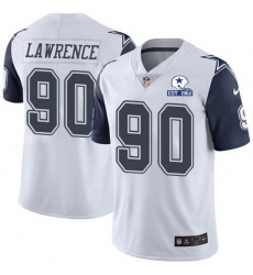 Nike Cowboys 90 DeMarcus Lawrence White Men Stitched With Established In 1960 Patch NFL Limited Rush Jersey