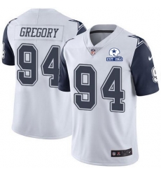 Nike Cowboys 94 Randy Gregory White Men Stitched With Established In 1960 Patch NFL Limited Rush Jersey
