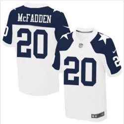 Nike Dallas Cowboys #20 Darren McFadden White Thanksgiving Throwback Mens Stitched NFL Elite Jersey