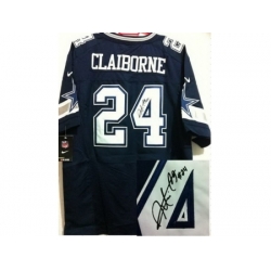 Nike Dallas Cowboys 24 Morris Claiborne Blue Elite Signed NFL Jersey